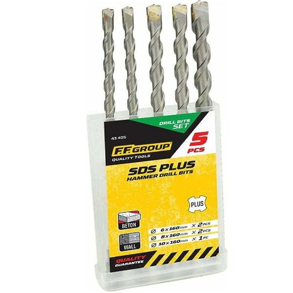 Σετ 5 Τρυπάνια με SDS Plus Στέλεχος για Δομικά Υλικά FF Group 43405